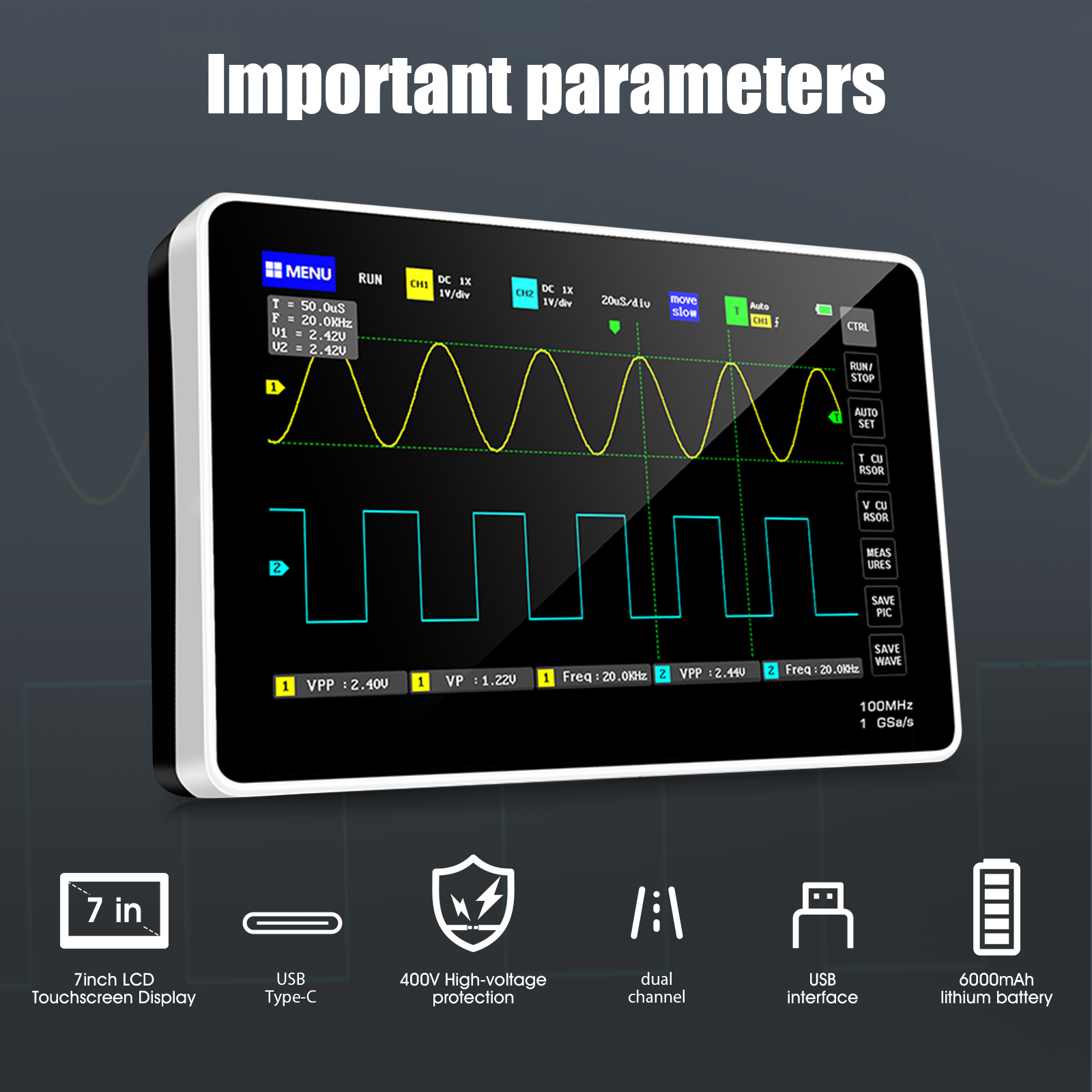 2CH 100MHz 1GSa s Tablet Oscil - Electronics Repair Engineer ulasan dan harga