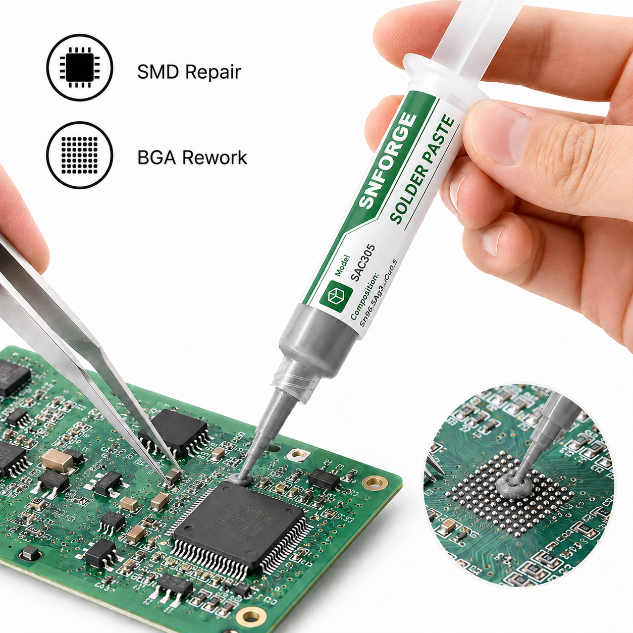 SAC305 Solder Paste Welding Ti - Electronics Repair Center ulasan dan harga